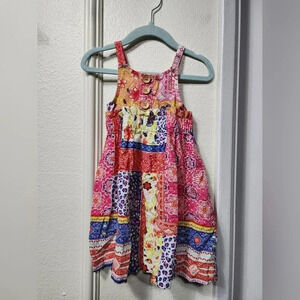 Girls Vince Camuto Patchwork Linen-Blend Dress - Size 2T